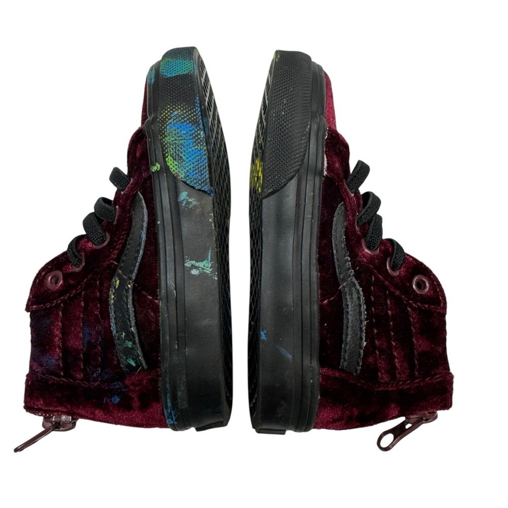 Vans Sk8 Hi Zip Skate Shoes Maroon Velvet High Top Kids Toddler Size 5 Snickers - Picture 6 of 10